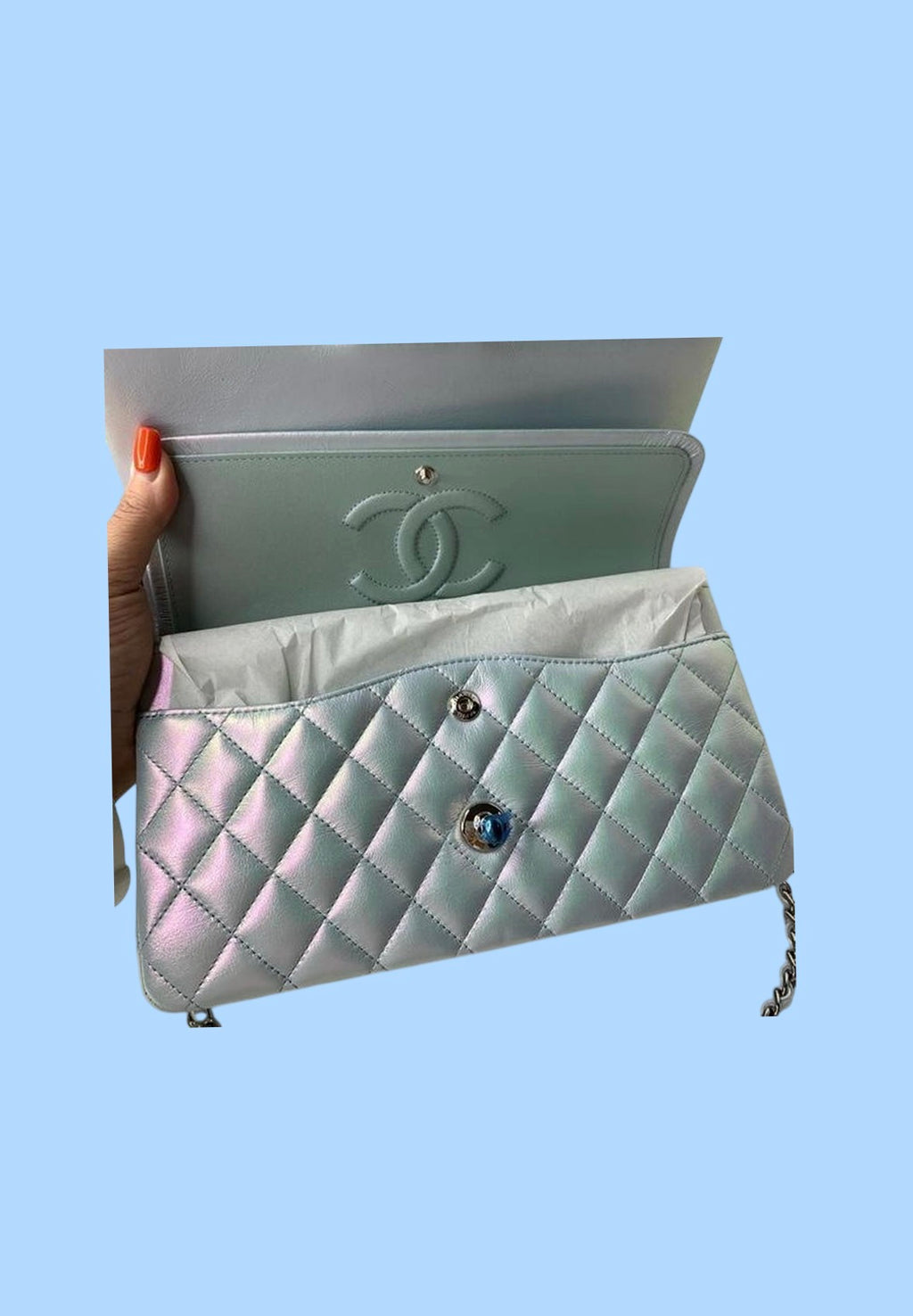 Chanel Metallic Double Flap Bag