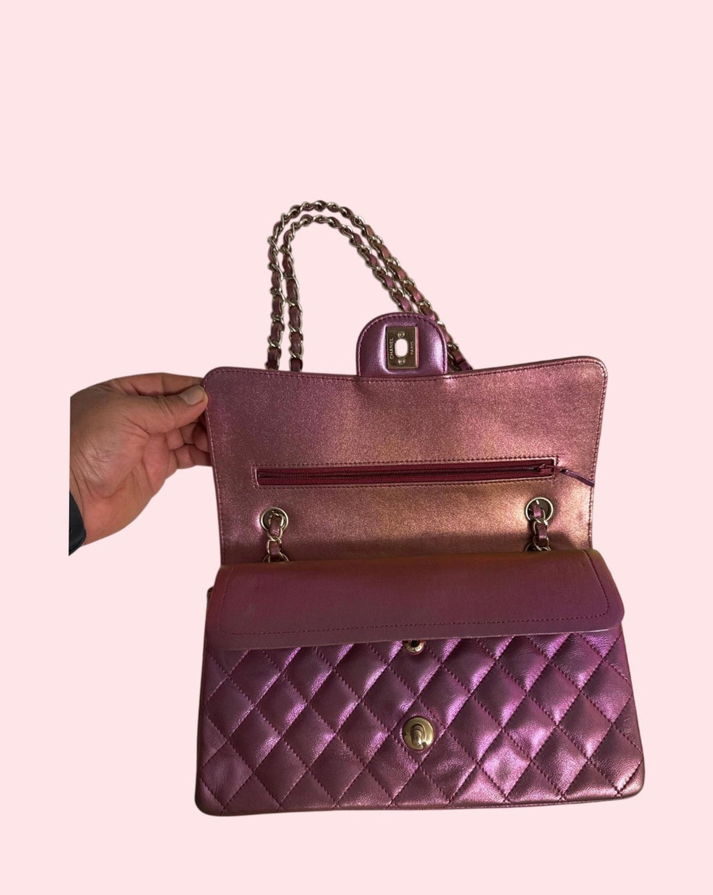 Chanel Metallic Pink Double Flap