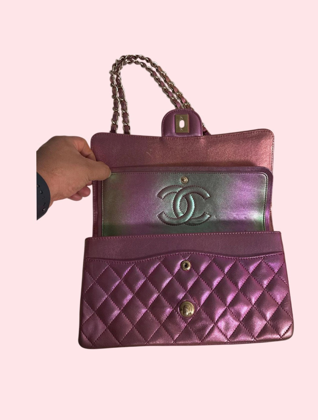 Chanel Metallic Pink Double Flap